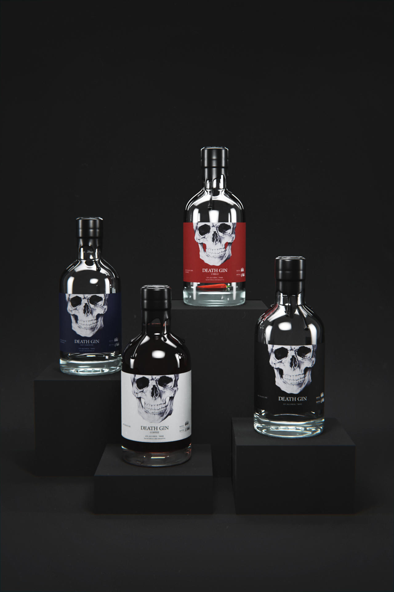 4Bottles Comp - Death gin 3D product visualization - Sonny Nguyen