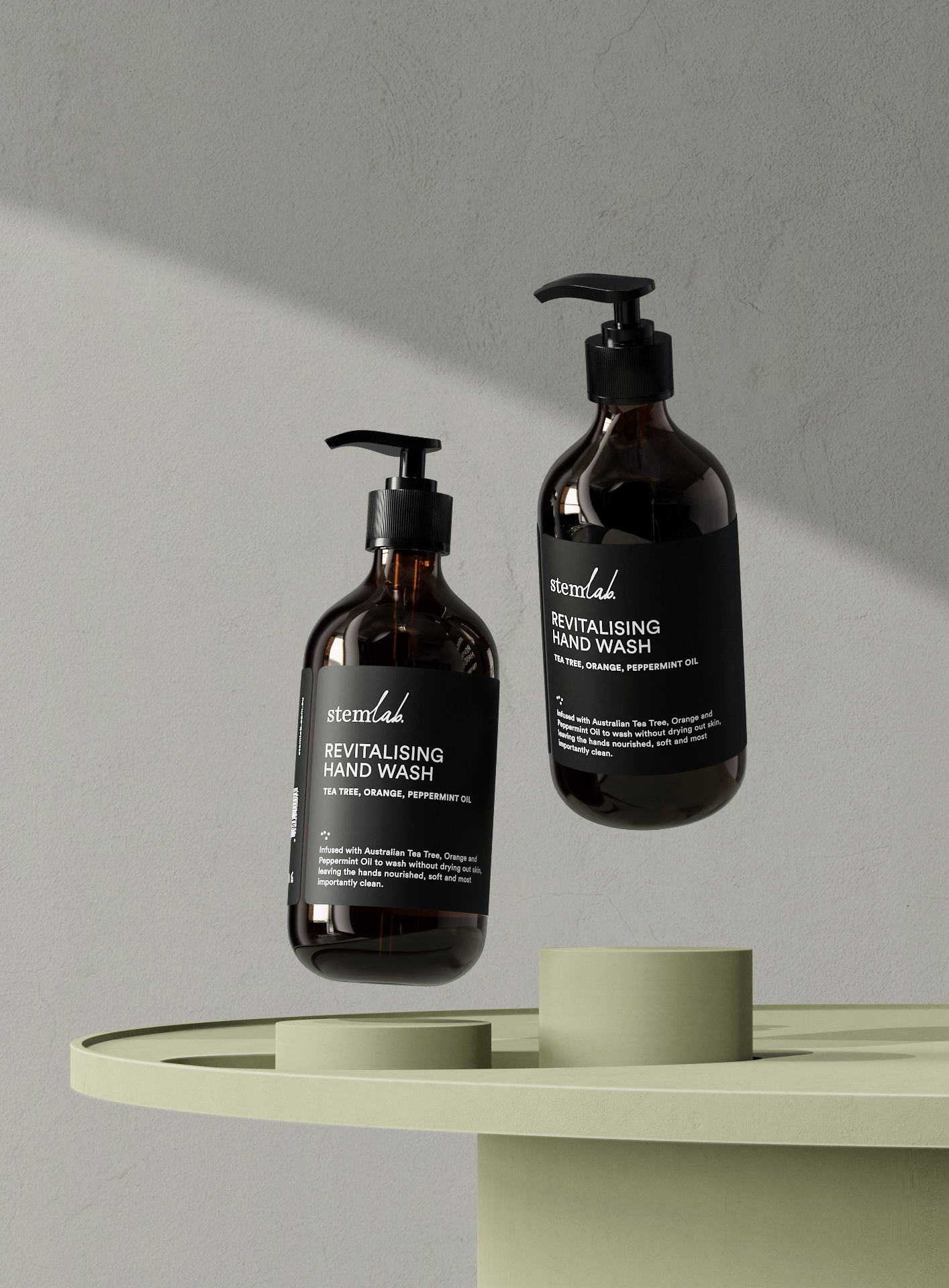 Stemlab Hand Wash Life Style Shot Web Cover - Stemlab Retialising Body Wash and Hand Wash CGI product shooting - Sonny Nguyen